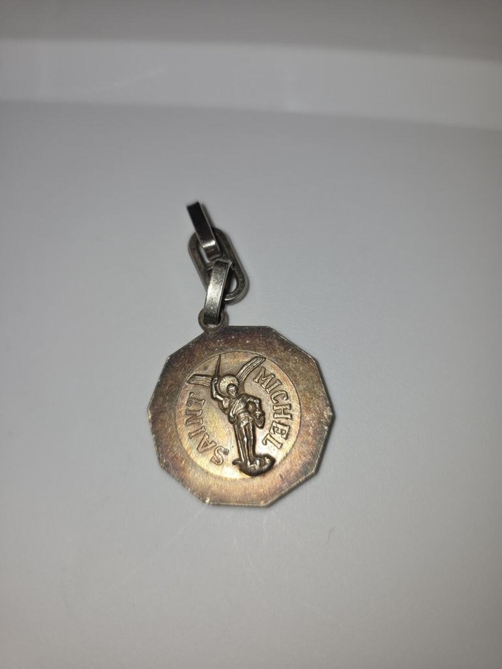 Vintage Saint Michel Religious Medal Pendant